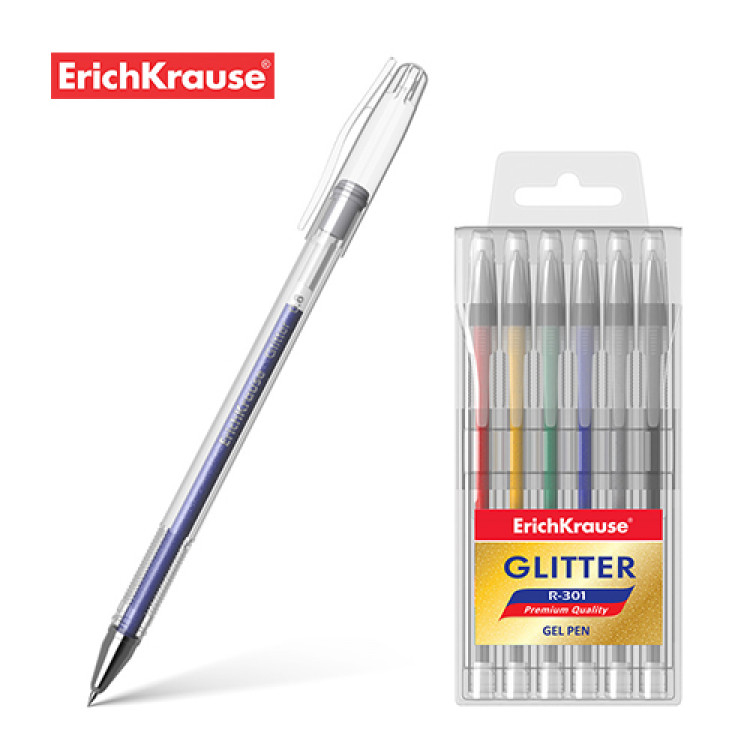 Gel ink pen R-301 Glitter (pouch 6 pcs.)